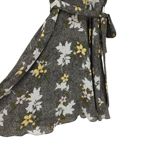 Banana Republic Fit Flare Dress Herringbone Floral Sleeveless Tie Belt A Line 2 - Picture 2 of 9